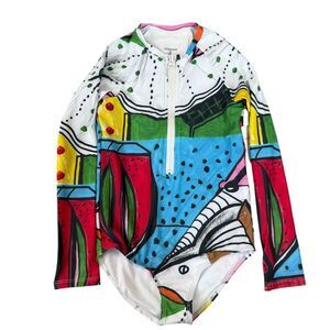 Swiminista X James Peter Henry girls Sydney print Sunshine swimsuit L New